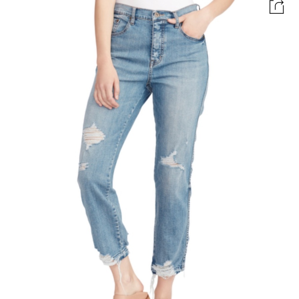 Ella Moss RIPPED HIGH WAIST STRAIGHT LEG JEAN 28